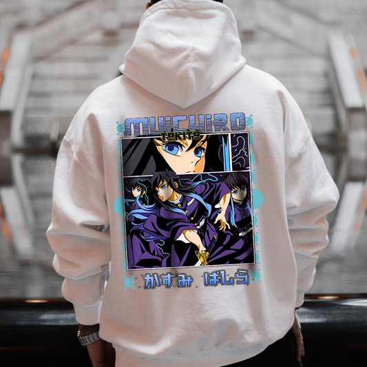Muichiro Tokito Back Print Hoodie | Demon Slayer Mist Hashira 100% Cotton