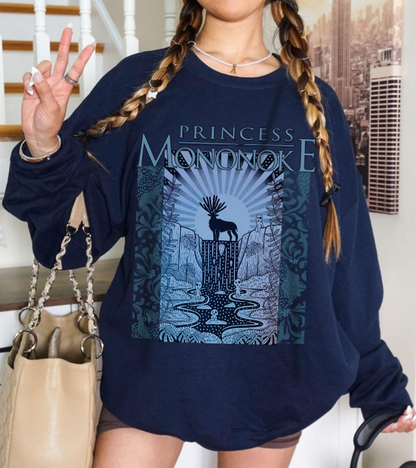 Mononoke Princess Forest Spirit Sweatshirt – 100% Cotton Studio Ghibli Inspired Anime Pullover