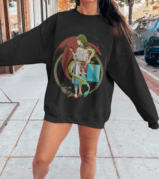 Haku Spirited Away Sweatshirt – 100% Cotton Studio Ghibli Pullover for Anime and Ghibli Fans
