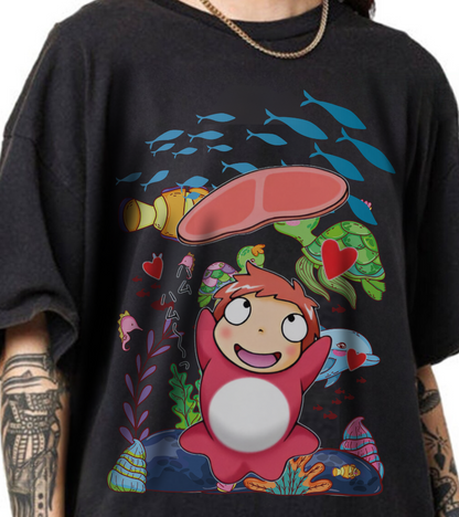 Ponyo Jam T-Shirt – 100% Cotton Studio Ghibli Inspired Tee for Anime Lovers