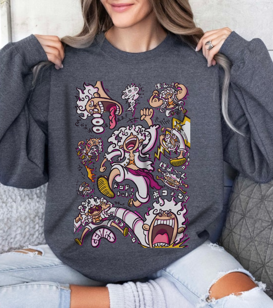 Funny Luffy One Piece Sweatshirt – 100% Cotton Anime Pullover for Straw Hat Fans