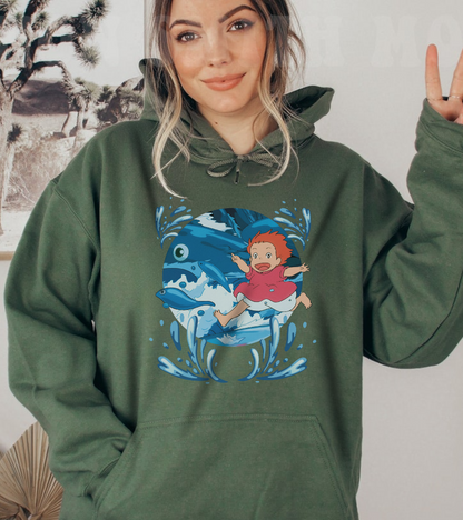 Ponyo Studio Ghibli Hoodie – 100% Cotton Anime Sweatshirt for Ghibli Fans
