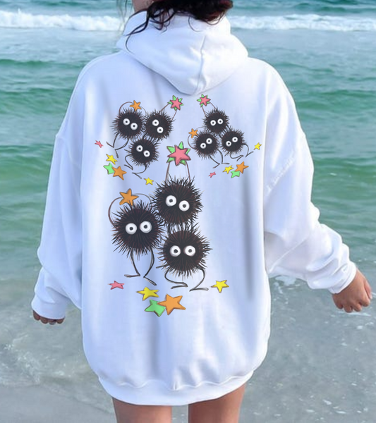 Soot Sprites Fantasy Back Print Hoodie – 100% Cotton Anime Hoodie Inspired by Studio Ghibli
