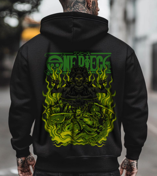 Roronoa Zoro One Piece Back Print Hoodie – 100% Cotton Anime Hoodie for Swordsman Fans