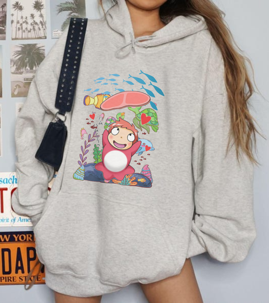 Ponyo Jam Hoodie – 100% Cotton Studio Ghibli Anime Hoodie for Cute Cozy Style