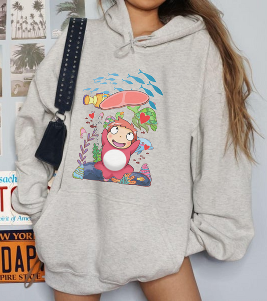 Ponyo Jam Hoodie – 100% Cotton Studio Ghibli Anime Hoodie for Cute Cozy Style