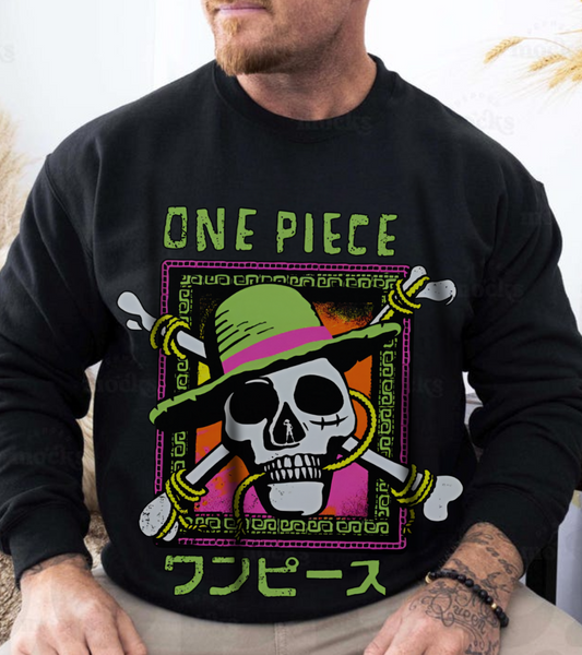 Straw Hat Pirates One Piece Sweatshirt – 100% Cotton Anime Crewneck for Fans