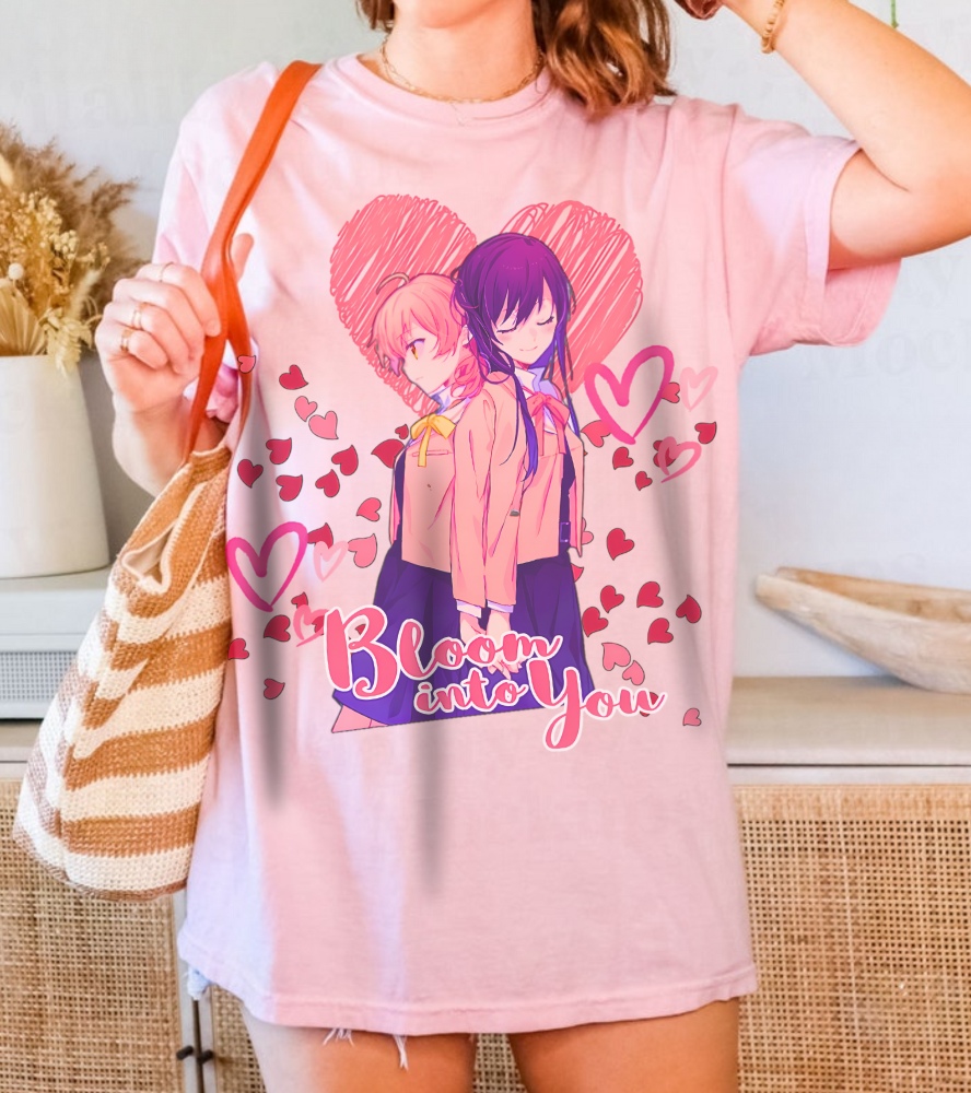 Bloom Into You T-Shirt – 100% Cotton Yuri Anime Tee Featuring Yuu and Touko