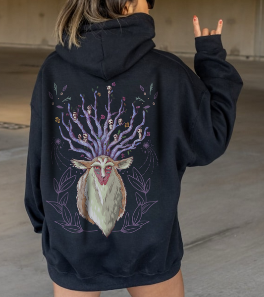 Forest Spirit Back Print Hoodie – 100% Cotton Princess Mononoke Sweatshirt | Studio Ghibli Apparel