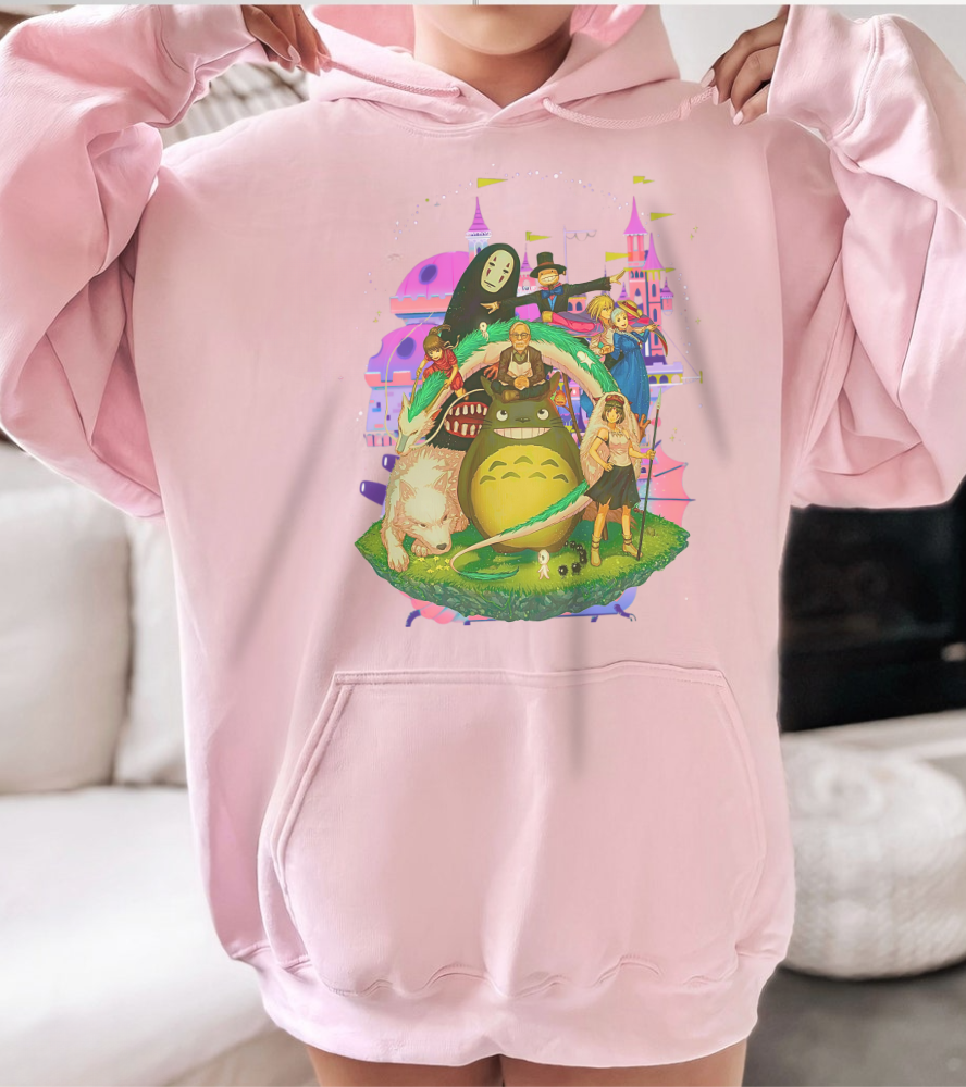 Hayao Miyazaki Characters Hoodie – 100% Cotton Studio Ghibli Anime Pullover