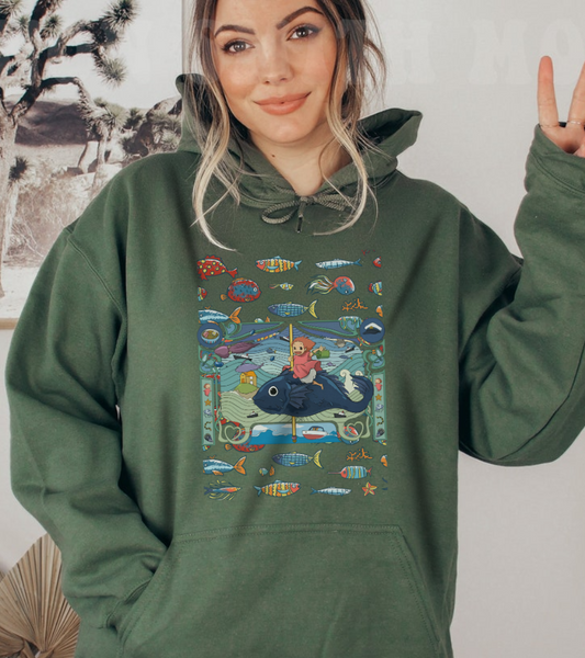 Ponyo Sea Love Hoodie – 100% Cotton Studio Ghibli Hoodie for Anime and Ocean Fans