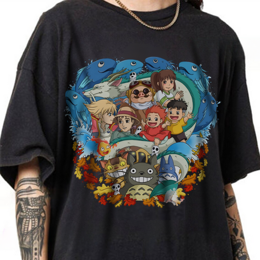 Studio Ghibli Characters T-Shirt – 100% Cotton Anime Tee for Ghibli Fans