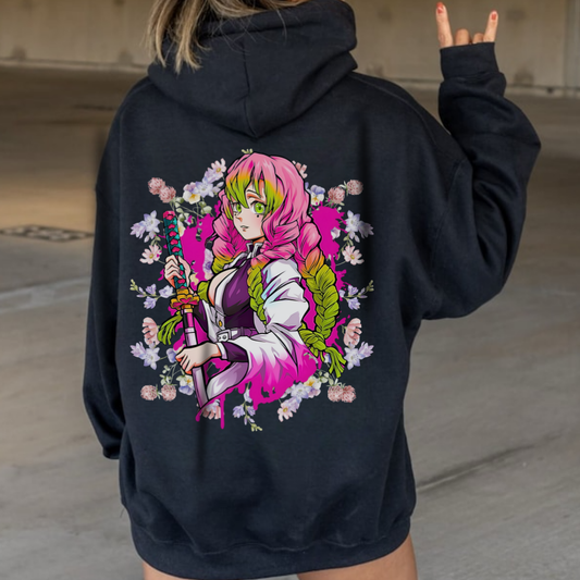 Mitsuri Kanroji Back Print Hoodie | Demon Slayer Hashira | 100% Cotton Anime Hoodie