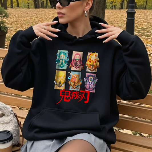 Demon Slayer Characters Art Hoodie | 100% Cotton Anime Hoodie