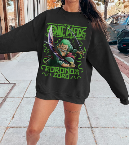 Roronoa Zoro Sword Sweatshirt – 100% Cotton One Piece Anime Pullover for Fans