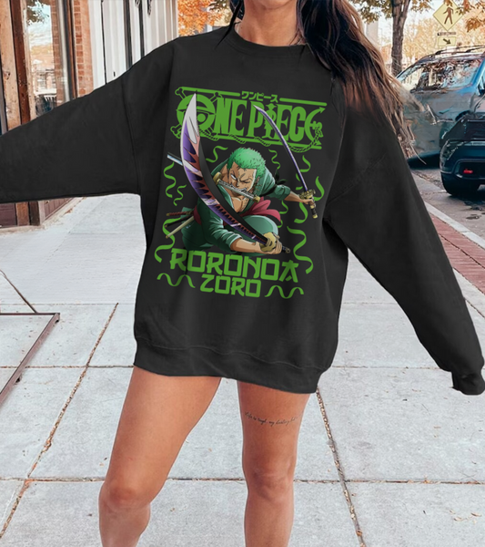 Roronoa Zoro Sword Sweatshirt – 100% Cotton One Piece Anime Pullover for Fans