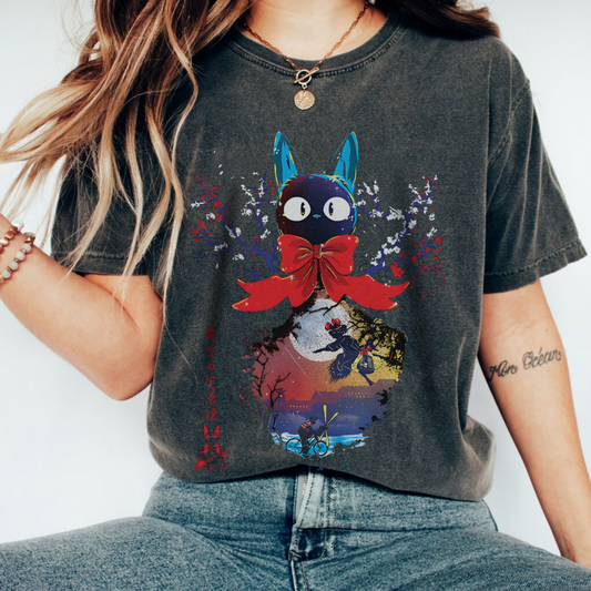 Kiki's Delivery Jiji Cat T-Shirt | 100% Cotton Studio Ghibli Tee