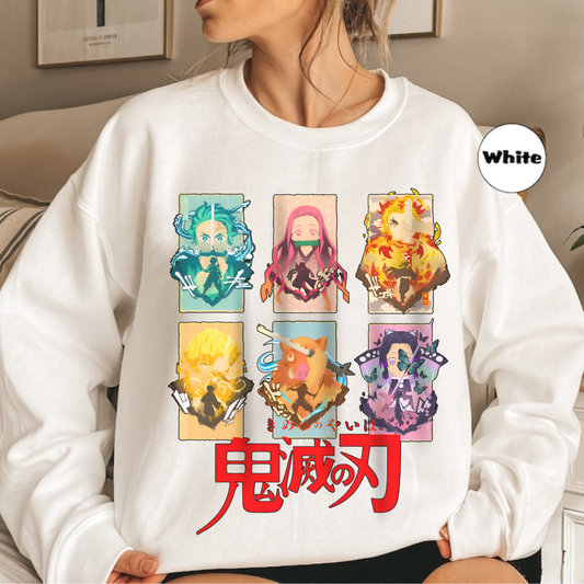 Demon Slayer Characters Art Sweatshirt | 100% Cotton Anime Pullover