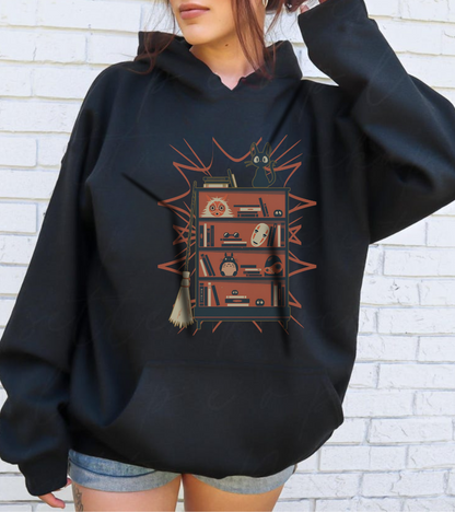 Jiji Hoodie – 100% Cotton Gildan 18500 | Kiki's Delivery Service Studio Ghibli Cute Anime Hoodie