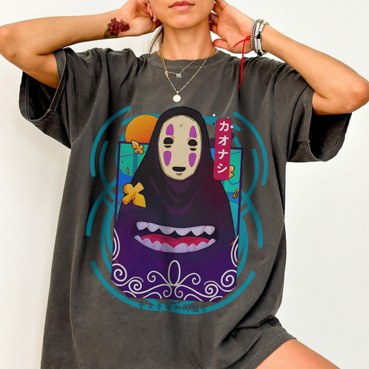 No Face T-Shirt – 100% Cotton Spirited Away Anime Tee for Ghibli Fans