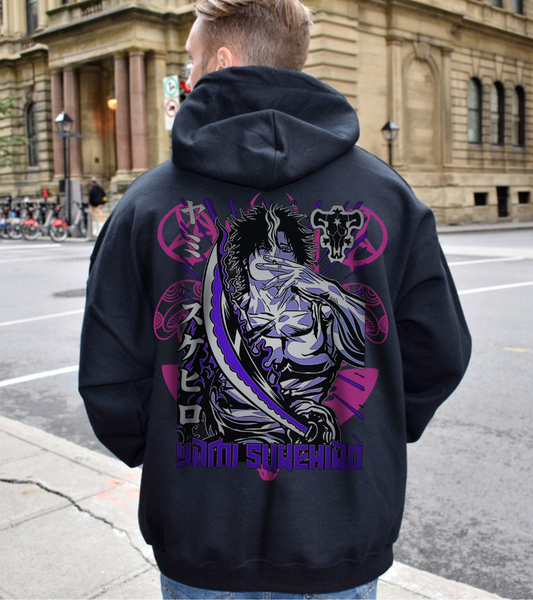 Yami Sukehiro Back Print Hoodie – Black Clover 100% Cotton Anime Hoodie for Fans