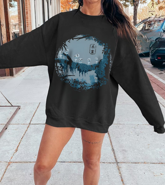 Kodama Tree Forest Sweatshirt – 100% Cotton Studio Ghibli Pullover Inspired by Princess Mononoke