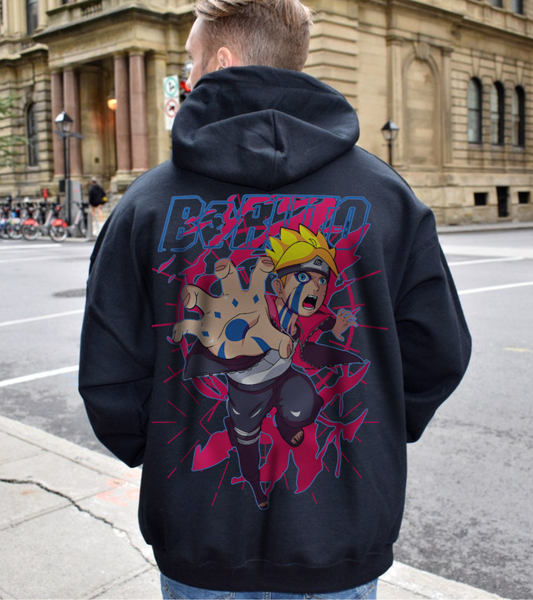 Boruto Naruto Next Generations Back Print Hoodie – 100% Cotton Anime Hoodie for Boruto Fans