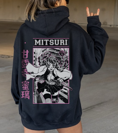 Mitsuri Kanroji Demon Slayer Back Print Hoodie – 100% Cotton Anime Pullover for Fans