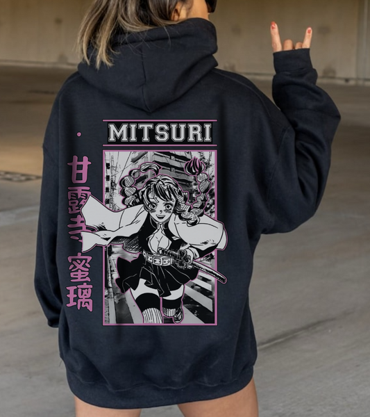 Mitsuri Kanroji Demon Slayer Back Print Hoodie – 100% Cotton Anime Pullover for Fans
