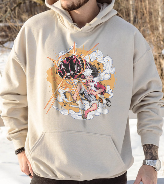 Power Luffy Hoodie – 100% Cotton One Piece Anime Hoodie for True Fans