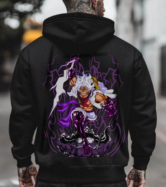Luffy Gear 5 One Piece Back Print Hoodie – 100% Cotton Anime Hoodie for Straw Hat Fans