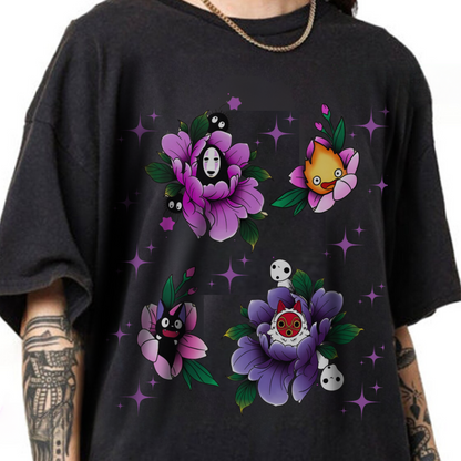 Cute Ghibli Characters T-Shirt – 100% Cotton Studio Anime Tee