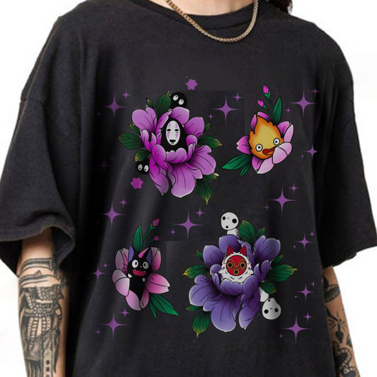 Cute Ghibli Characters T-Shirt – 100% Cotton Studio Anime Tee