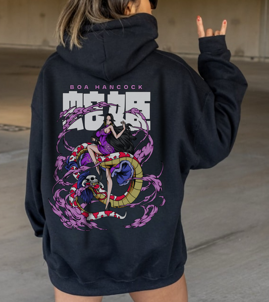 Boa Hancock Back Print Hoodie – 100% Cotton One Piece Anime Sweatshirt