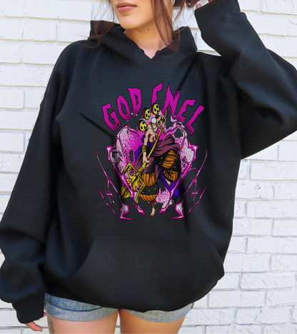 God Enel One Piece Hoodie – 100% Cotton Anime Hoodie Featuring Skypiea’s Thunder God