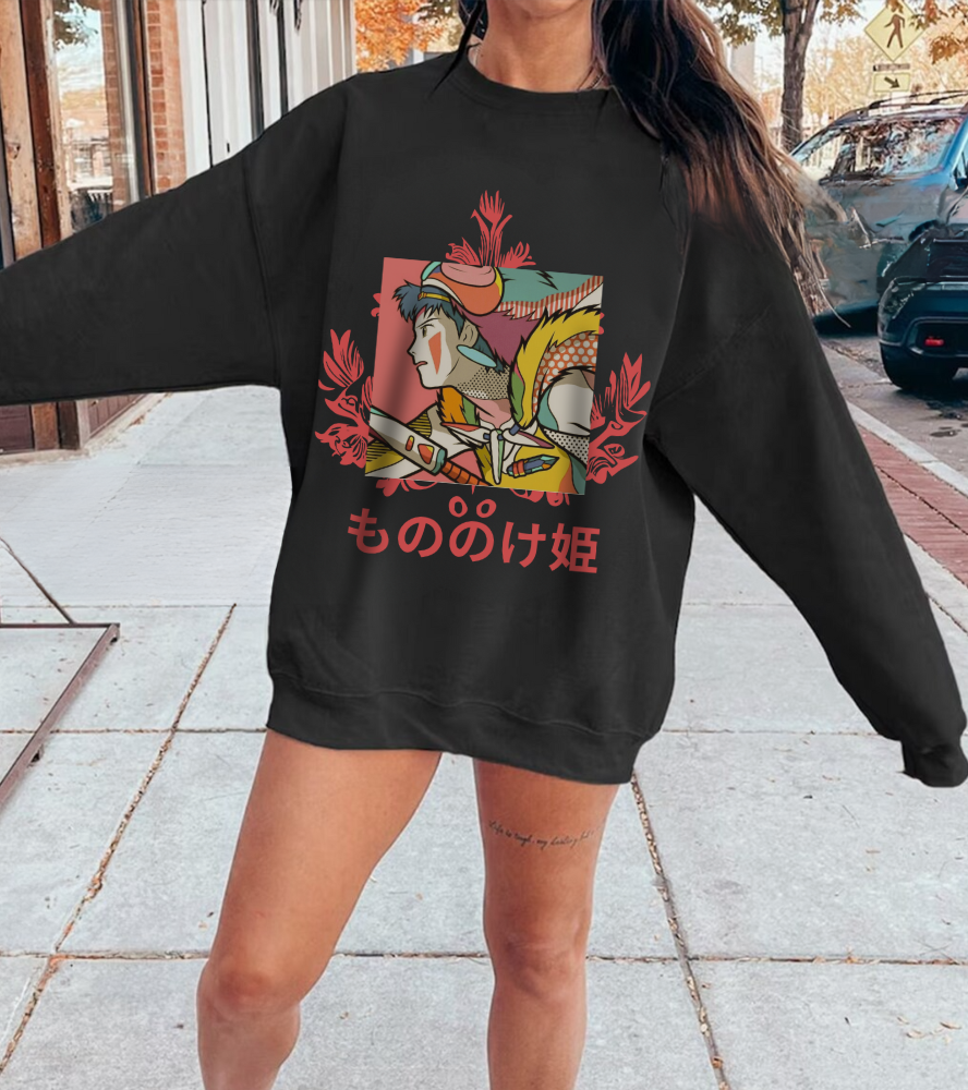 Princess Mononoke Studio Ghibli Sweatshirt – 100% Cotton Anime Pullover for True Ghibli Fans