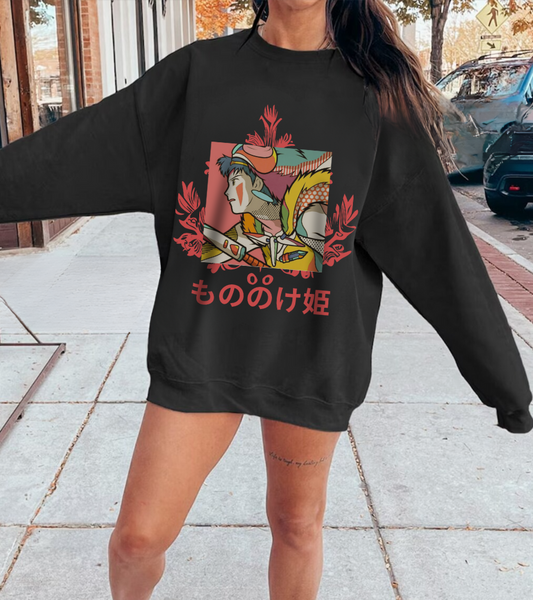 Princess Mononoke Studio Ghibli Sweatshirt – 100% Cotton Anime Pullover for True Ghibli Fans