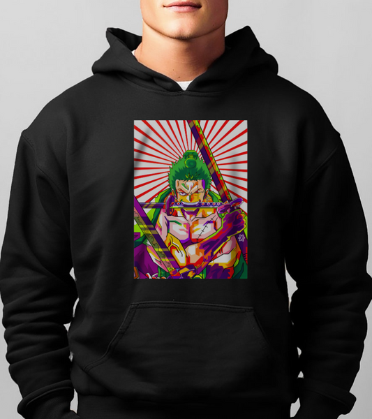 Zoro Style Hoodie – One Piece 100% Cotton Pullover for Anime & Samurai Fans