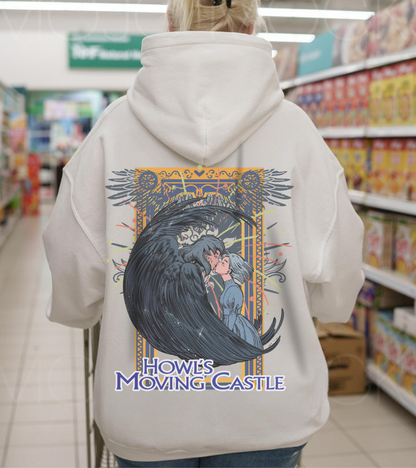 Howl’s Moving Castle Back Print Hoodie – 100% Cotton Studio Ghibli Sweatshirt for Anime Fans