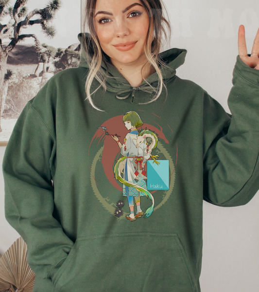 Haku Spirited Away Hoodie – 100% Cotton Studio Ghibli Hoodie for Anime and Fantasy Fans