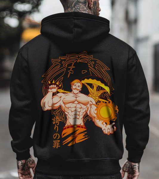 Escanor Seven Deadly Sins Back Print Hoodie – 100% Cotton Anime Hoodie for Lion’s Sin of Pride Fans