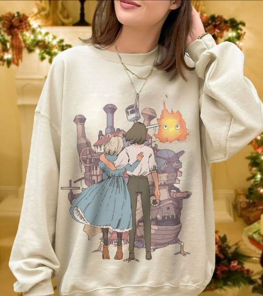 Howl's Moving Castle Love Sweatshirt – 100% Cotton Studio Ghibli Anime Sweatshirt