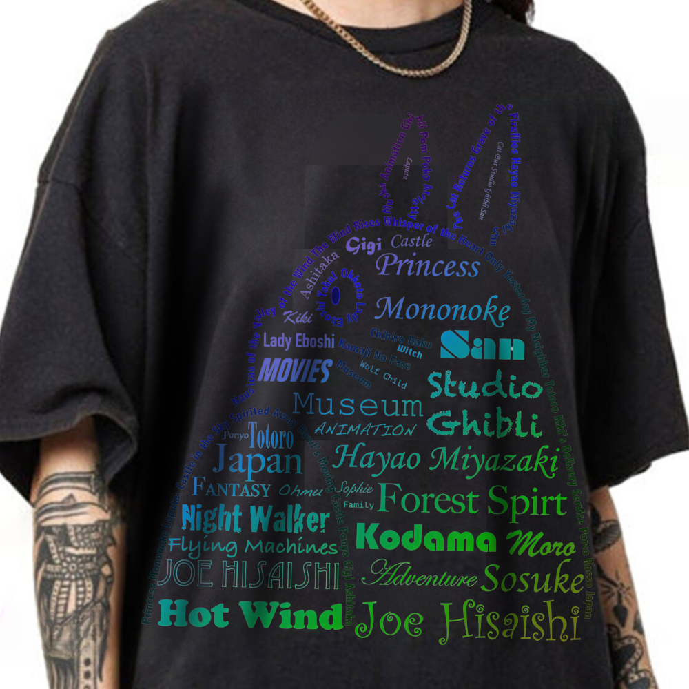 My Neighbor Totoro Neon T-Shirt 100% Cotton | Studio Ghibli Anime Tee