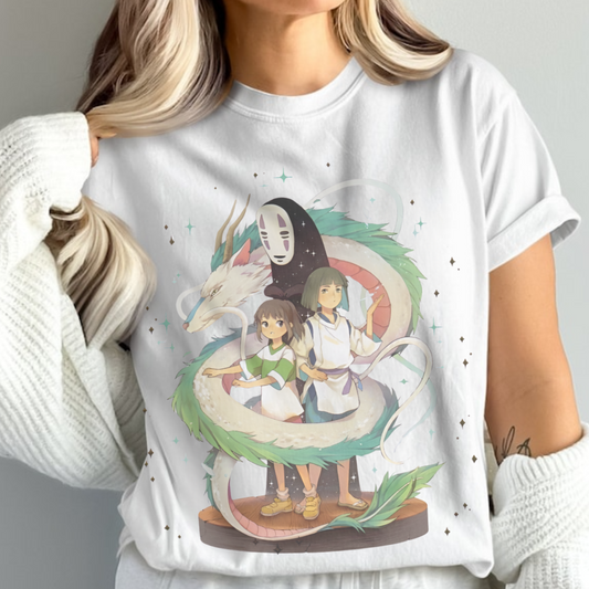 No Face Chihiro and Haku T-Shirt – 100% Cotton Spirited Away Anime Tee