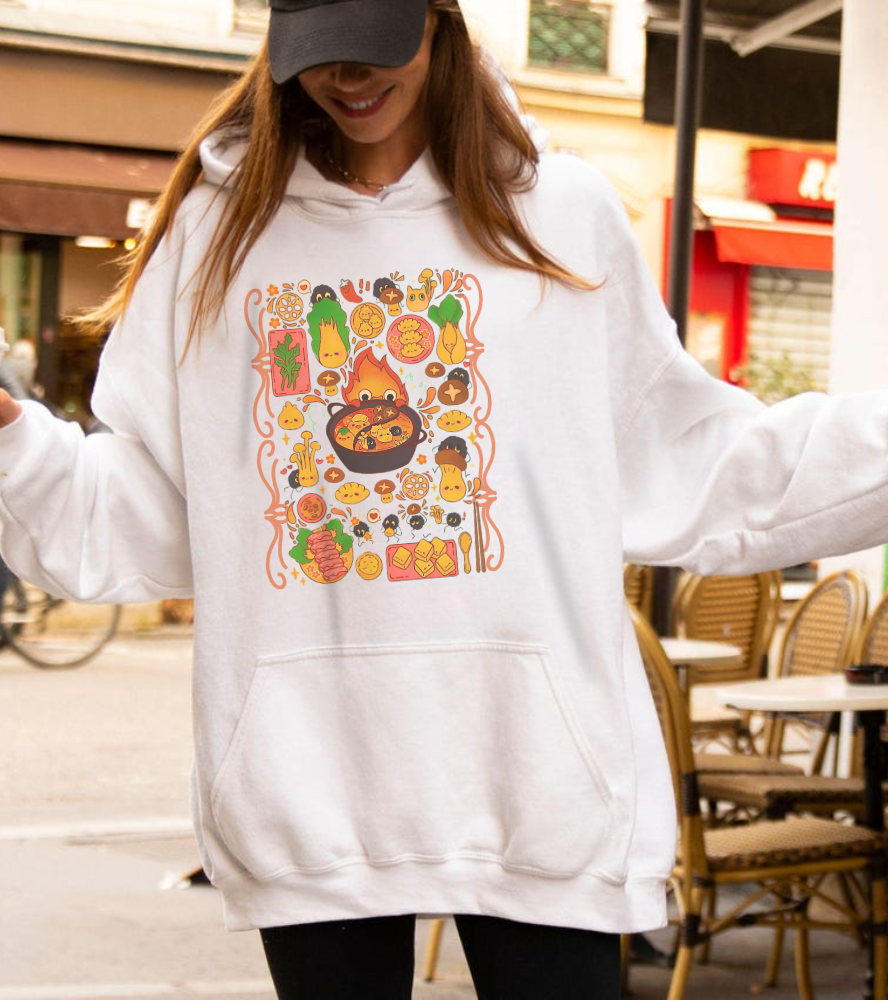 Calcifer Breakfast Hoodie – 100% Cotton Studio Ghibli Hoodie from Howl’s Moving Castle