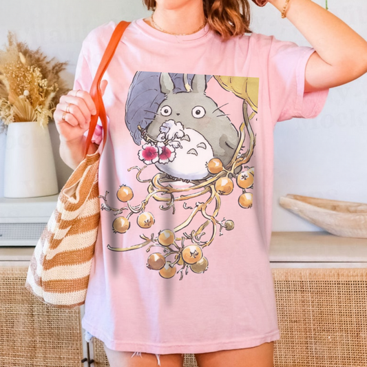 Totoro Sweet Art Shirt – Cute Studio Ghibli Cotton T-Shirt for Anime Fans