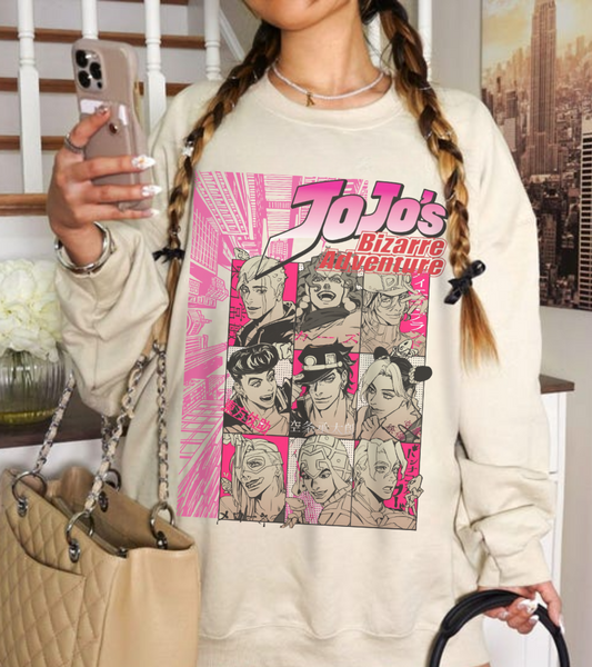 JoJo’s Bizarre Adventure Sweatshirt – 100% Cotton Anime Pullover Featuring Joestar & Stand Designs – Stylish Otaku Clothing