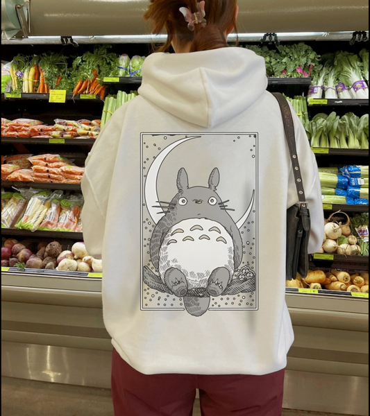 Totoro Night Dreams Back Print Hoodie – 100% Cotton Studio Ghibli Sweatshirt for Anime Lovers