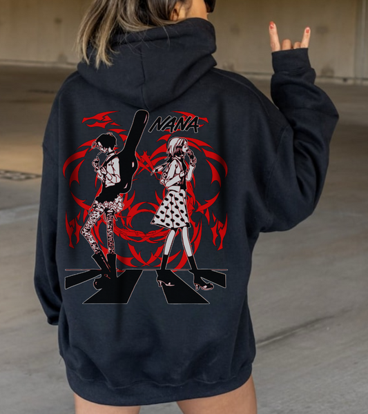 Nana Osaki Black Stones Hoodie – 100% Cotton with Back Print | Punk Rock Anime Streetwear
