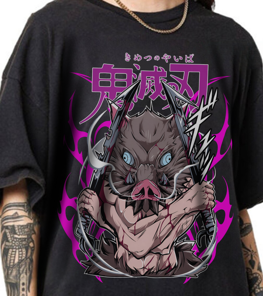 Inosuke Hashibira Demon Slayer T-Shirt – 100% Cotton Anime Tee for Boar Head Fans